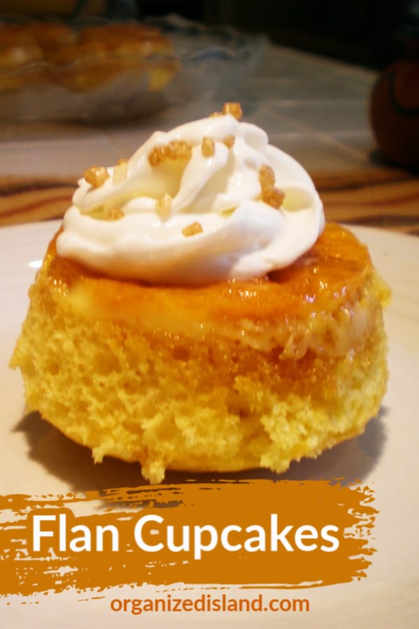 flan cupcakes with whipped cream