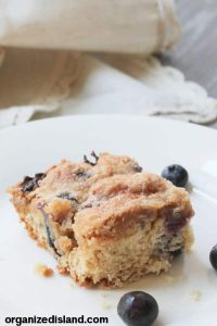 Blueberry Coffee Cake with streusel on plate