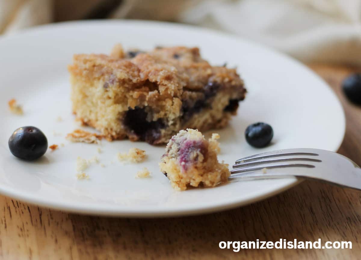 Blueberry Coffee Cake on plate.