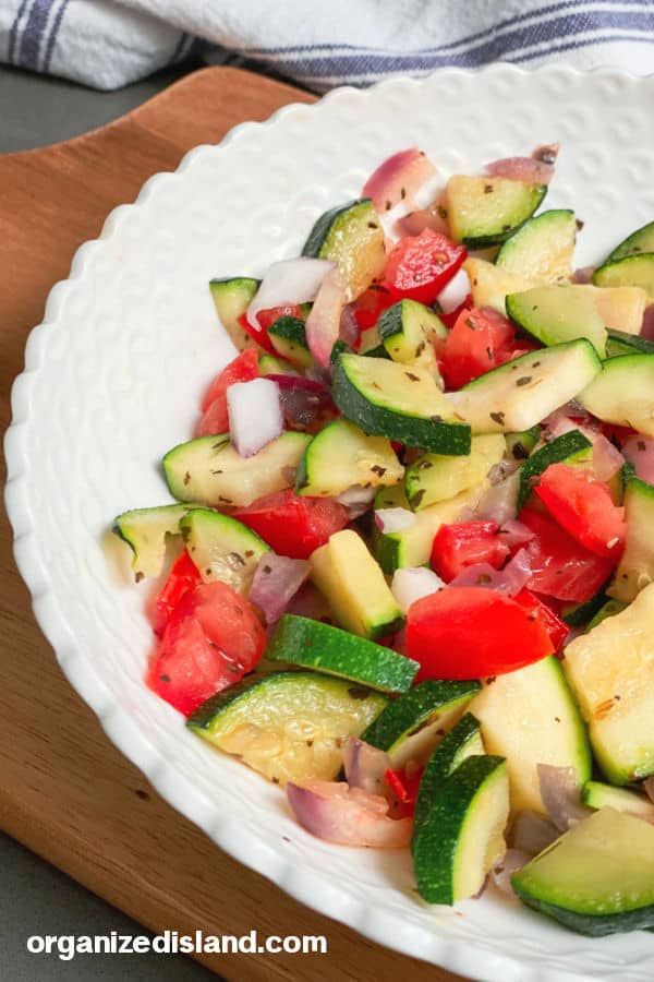 Sauteed Zucchini and Tomatoes in bowl