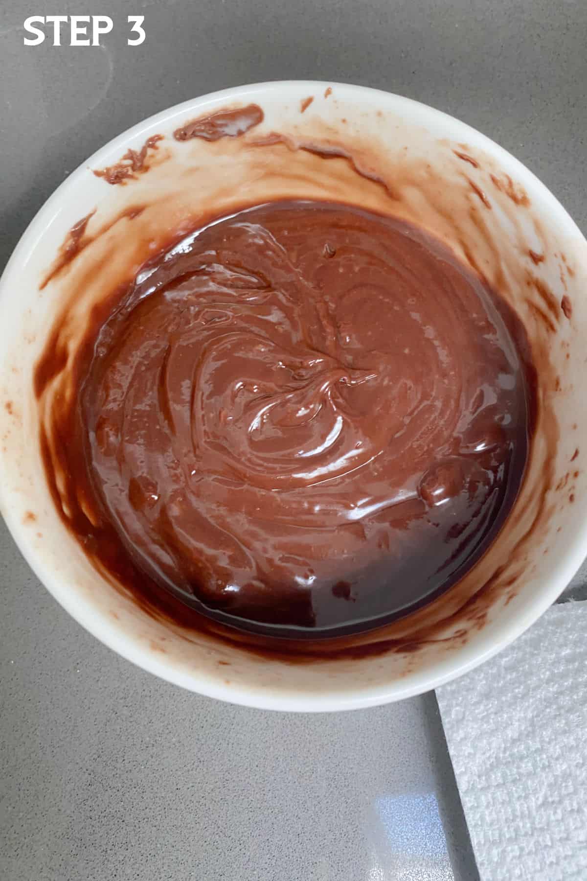 Creamy Nutella Sauce in bowl.