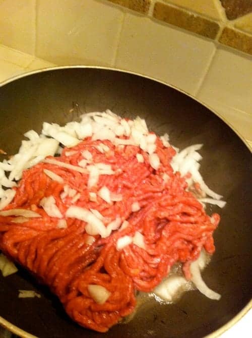 Brown beef and onion