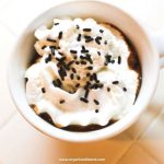 Nutella Hot Chocolate iin mug with sprinkles, top view.