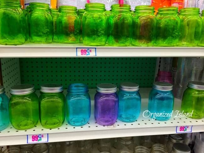 inexpensive-organizing-solutions-Colored-mason-jars-cheap