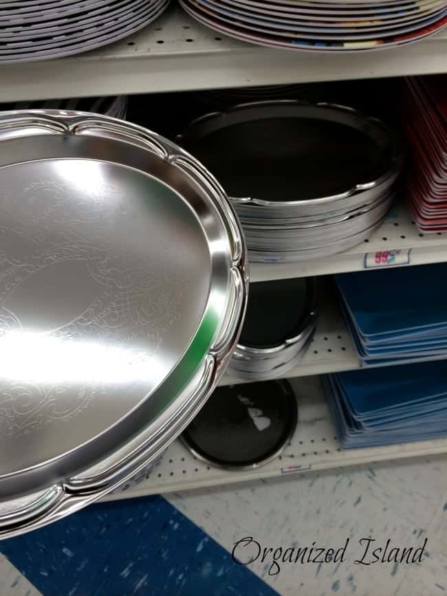inexpensive organizing solutions include dollar store platters