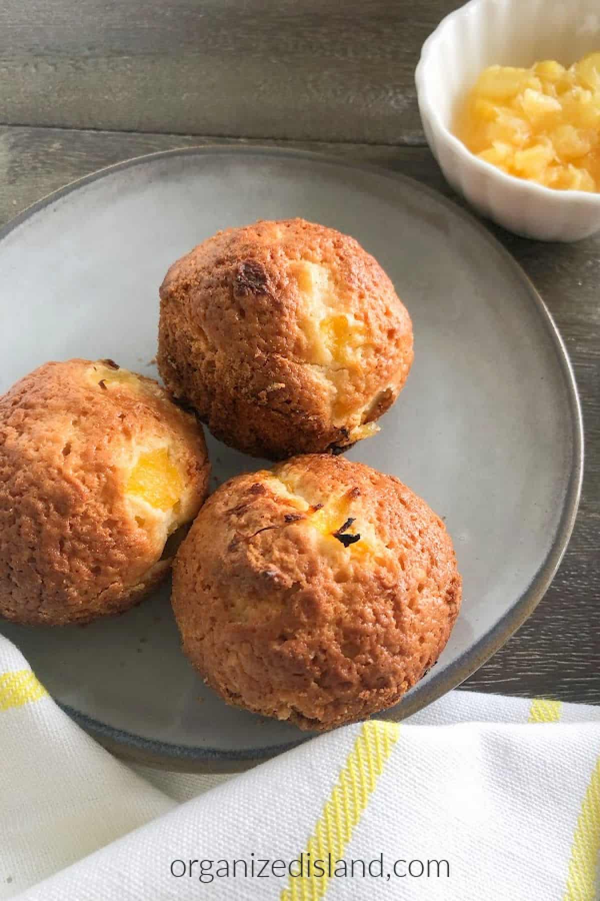 Easy Pineapple Muffins on plate.