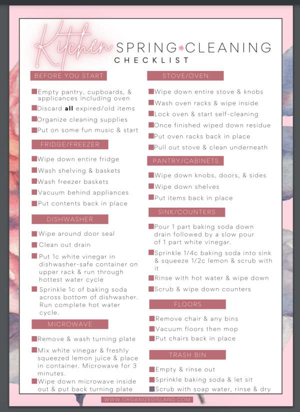 pring Cleaning Checklist Free
