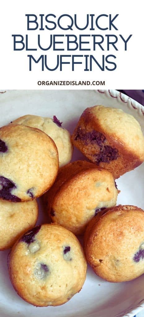 Bisquick Blueberry Muffins on plate.