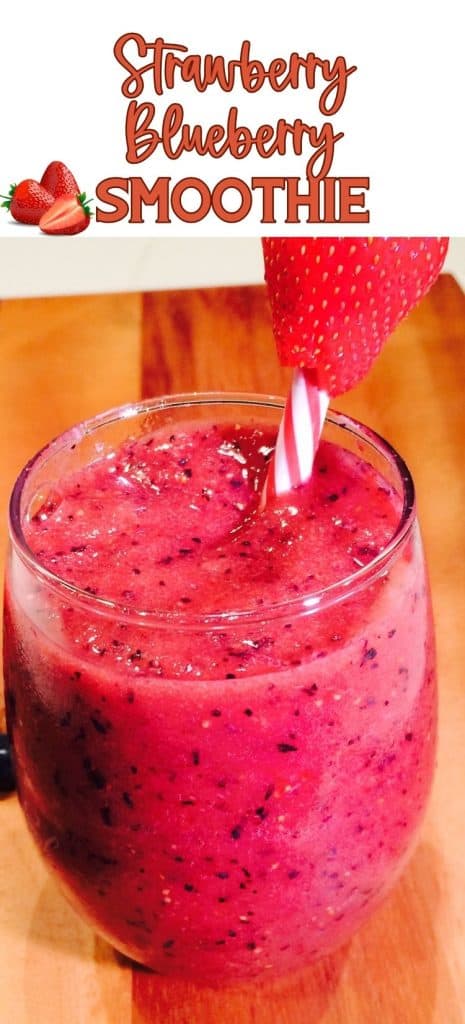 Strawberry Blueberry Smoothie in glass.