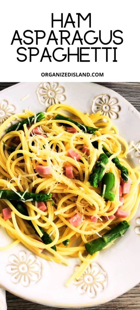 Ham Asparagus Spaghetti in plate.