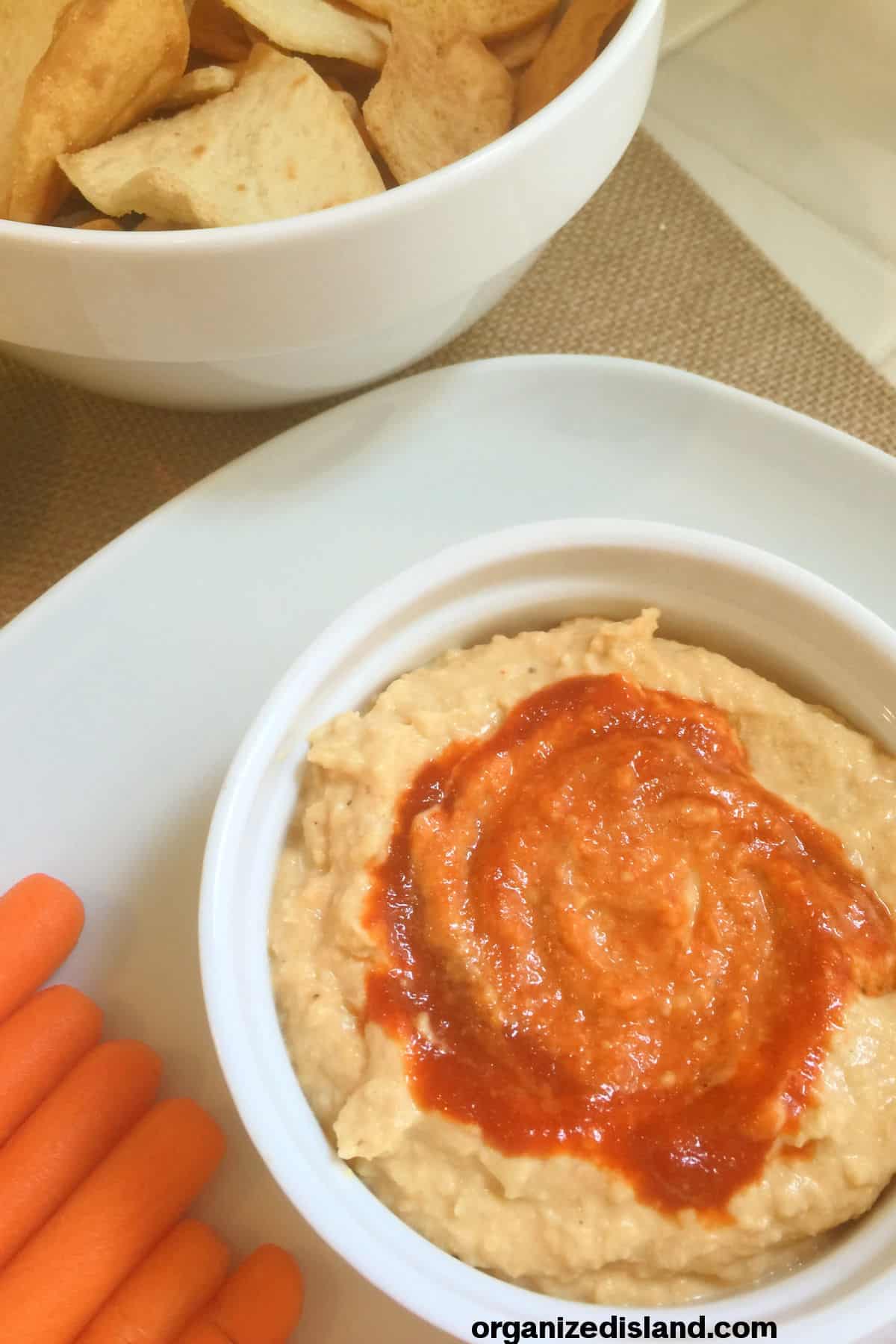 Spicy Hummus in bowl.