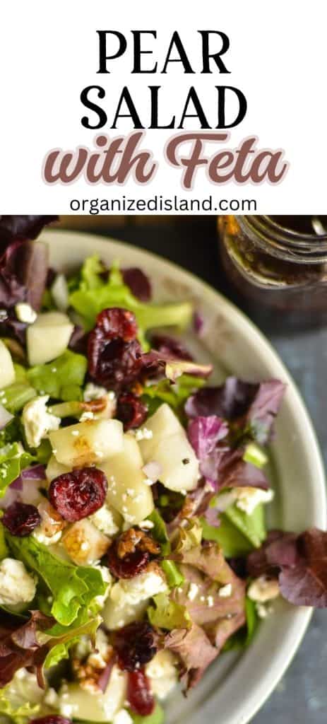 Pear Salad with Feta in bowl