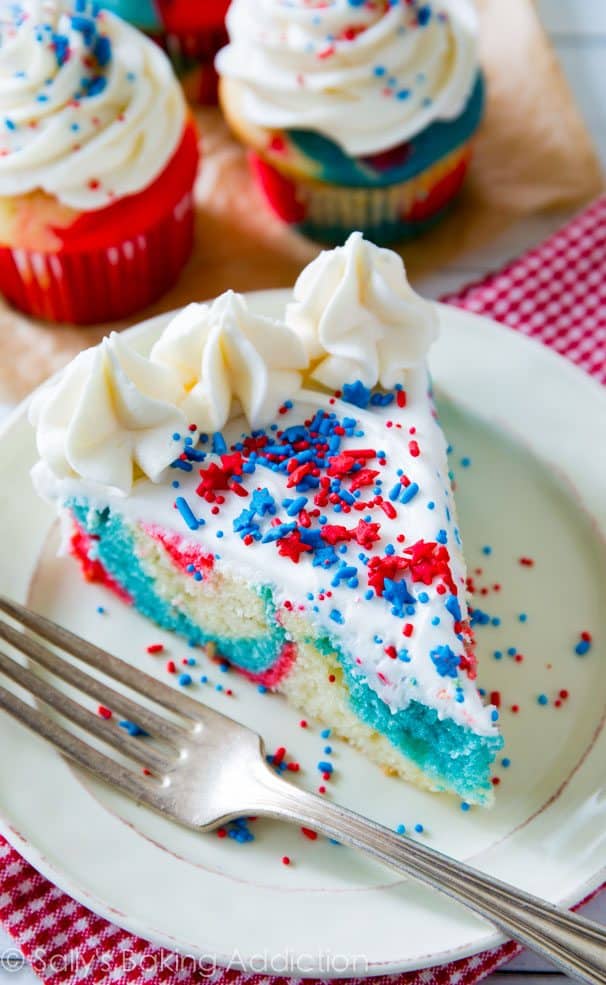red white blue cake