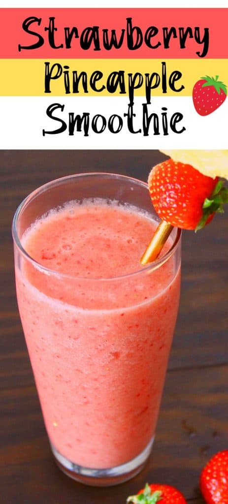 Strawberry Pineapple Smoothie in glass.