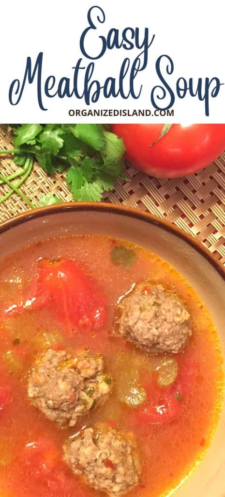 Easy Meatball Soup in bowl.