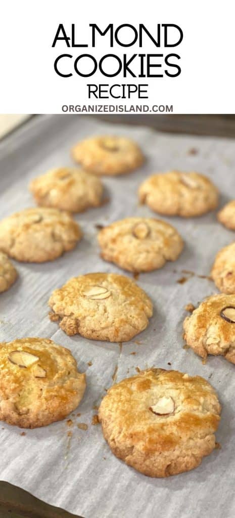 Almond Cookies on baking sheet.