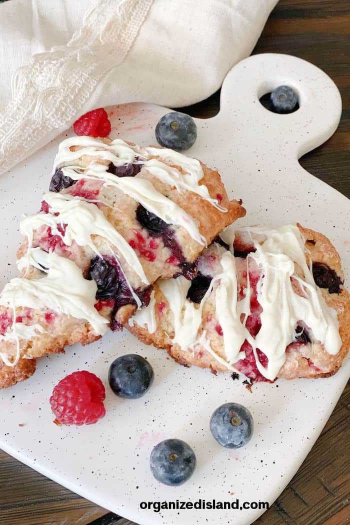 Blueberry Raspberry Scones - Organized Island