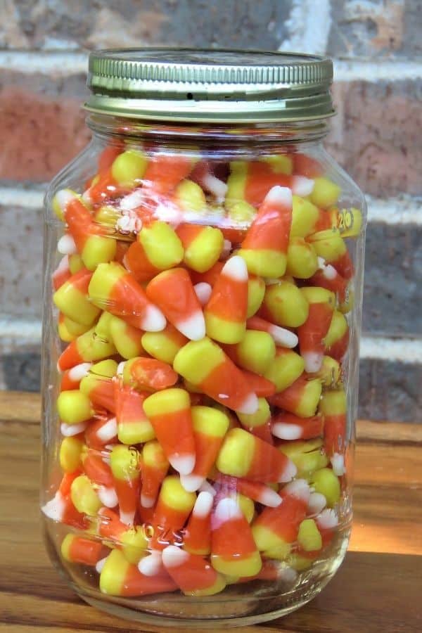 candy corn in mason jar