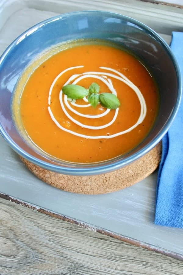 sweet potato soup with ginger and basil