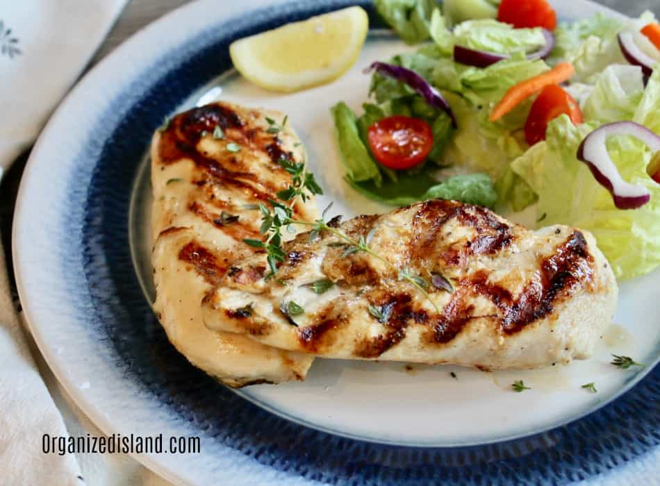 Grilled Lemon Chicken with Thyme on plate