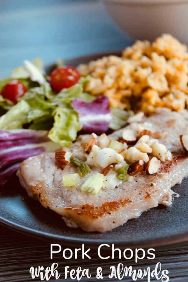 Skillet Pork Chops with Feta Cheese