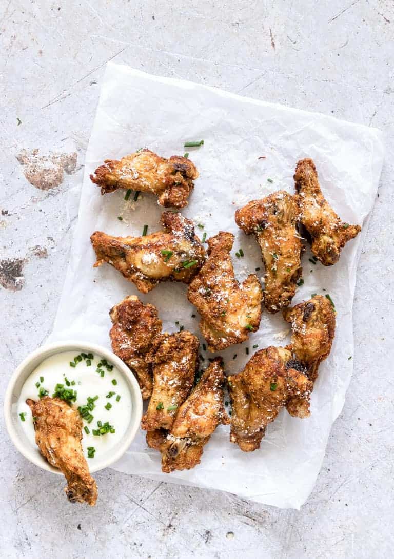 Crispy Air Fryer Chicken Wings with Parmesan (Gluten Free, Low Carb, Keto) | 15 of the Best Game Day Chicken Recipes You'll Ever Make | Organized Island