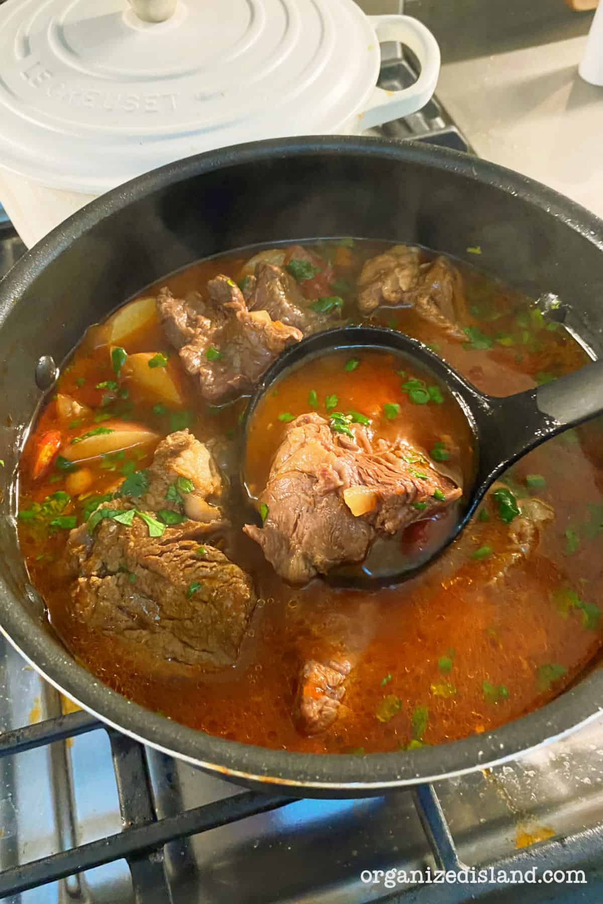 Spiced Beef Stew in pot.