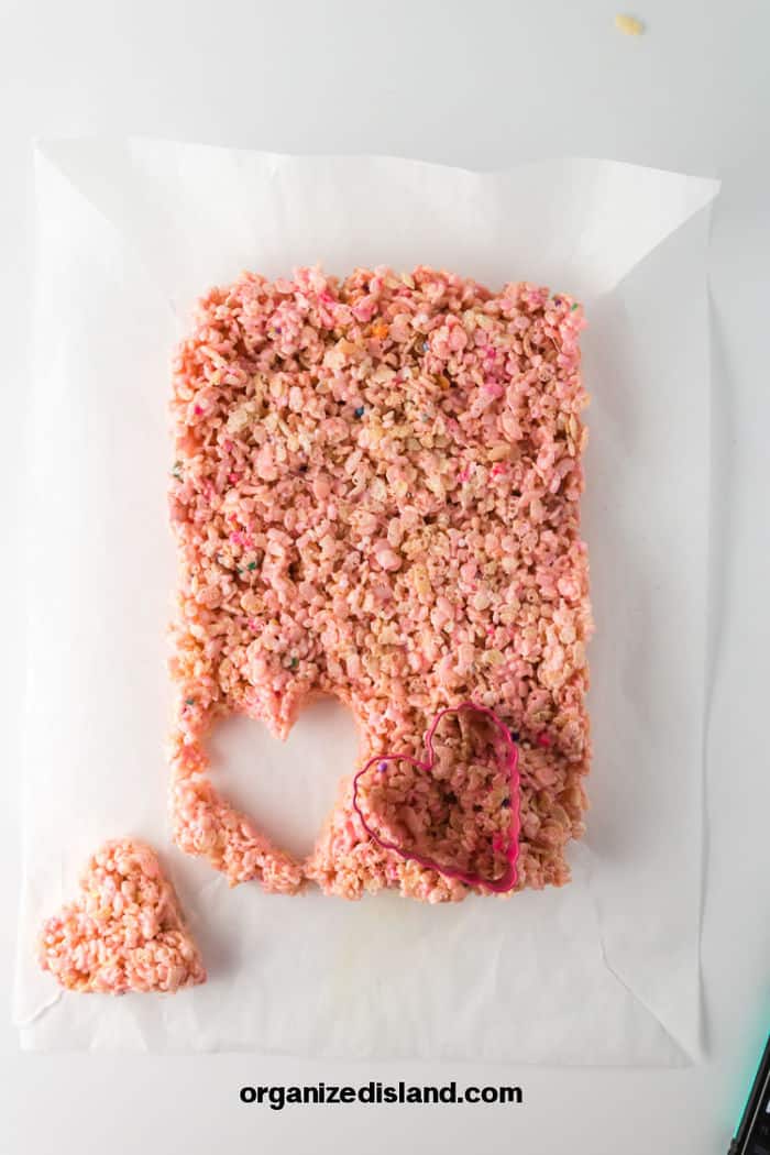 Cutting Hearts from rice krispie treats