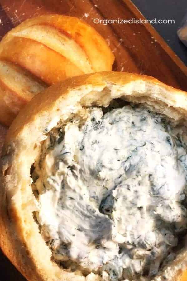 Spinach Dip in Bread Bowl