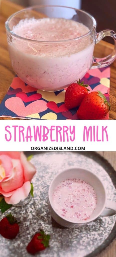 Strawberry Milk in mug.