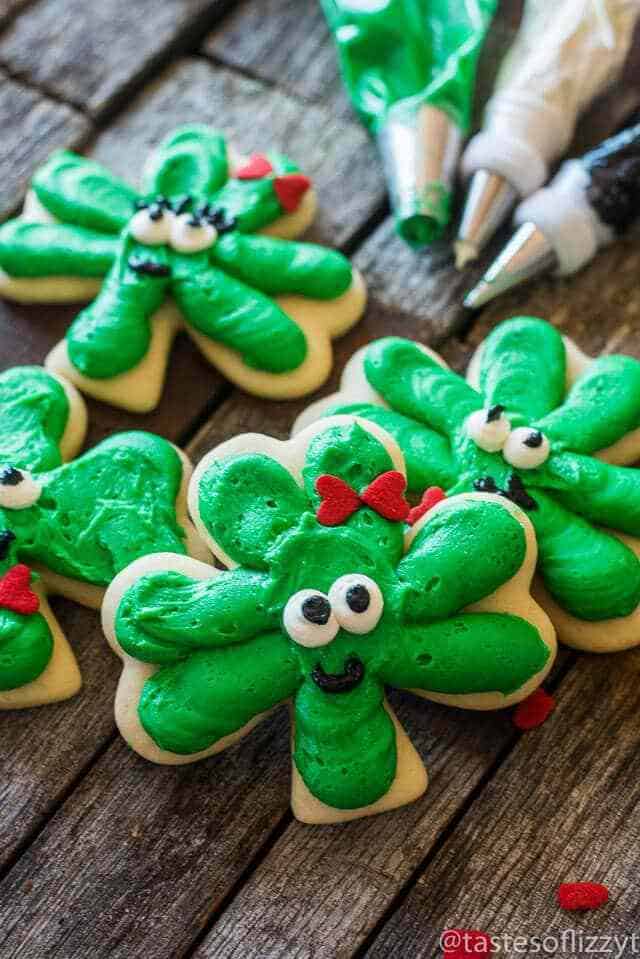 Shamrock cookies frosted