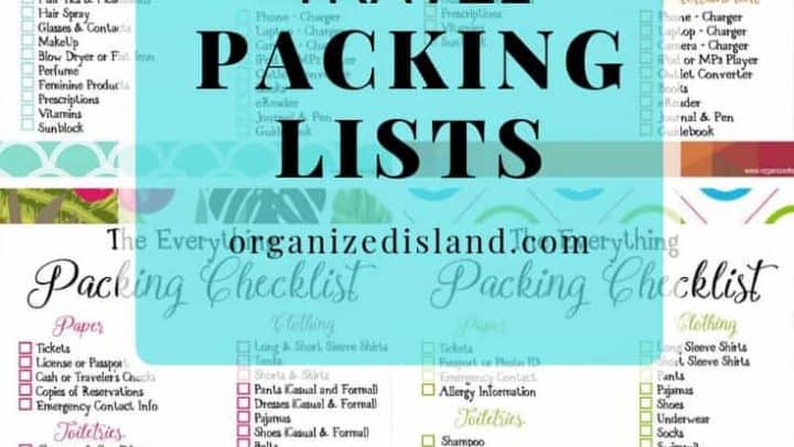 Travel packing lists to print