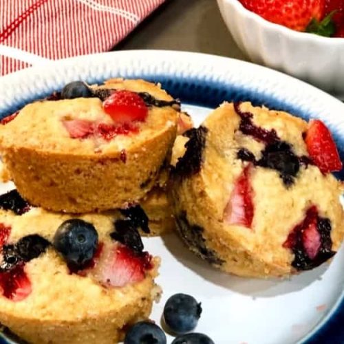 Blueberry and strawberry muffins from Organized Island