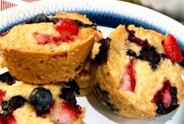 Blueberry and strawberry muffins from Organized Island