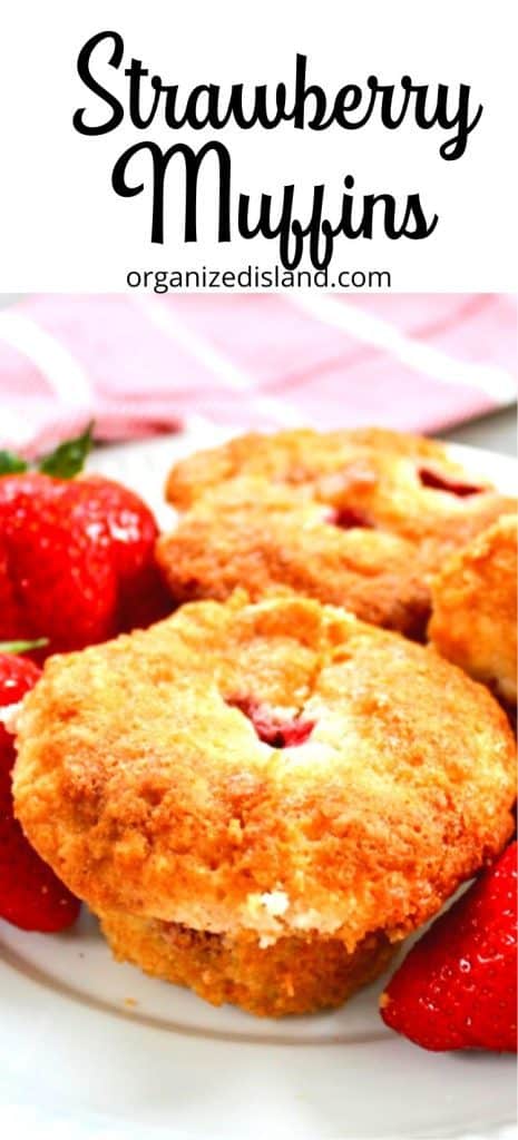Strawberry Muffins on plate with strawberries.