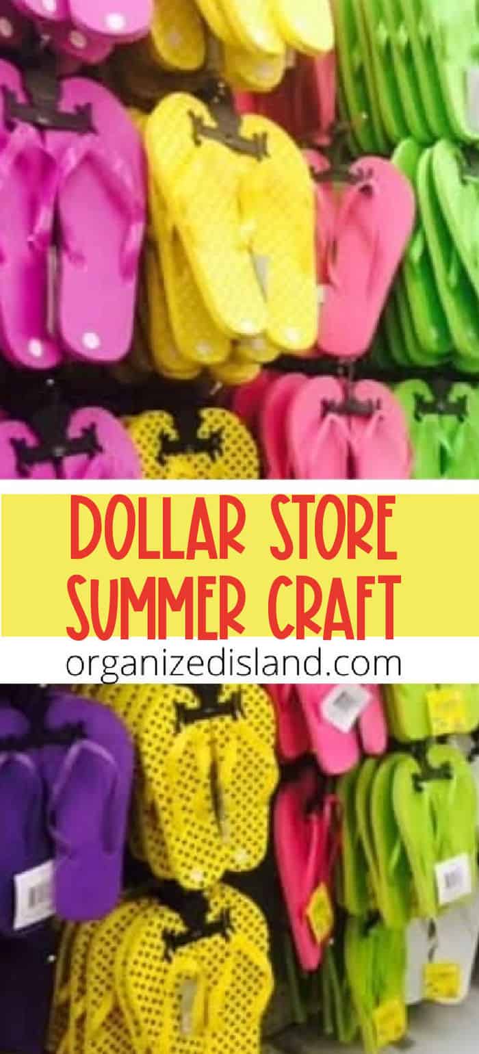 Dollar Store Summer Craft rainbow flip flops.