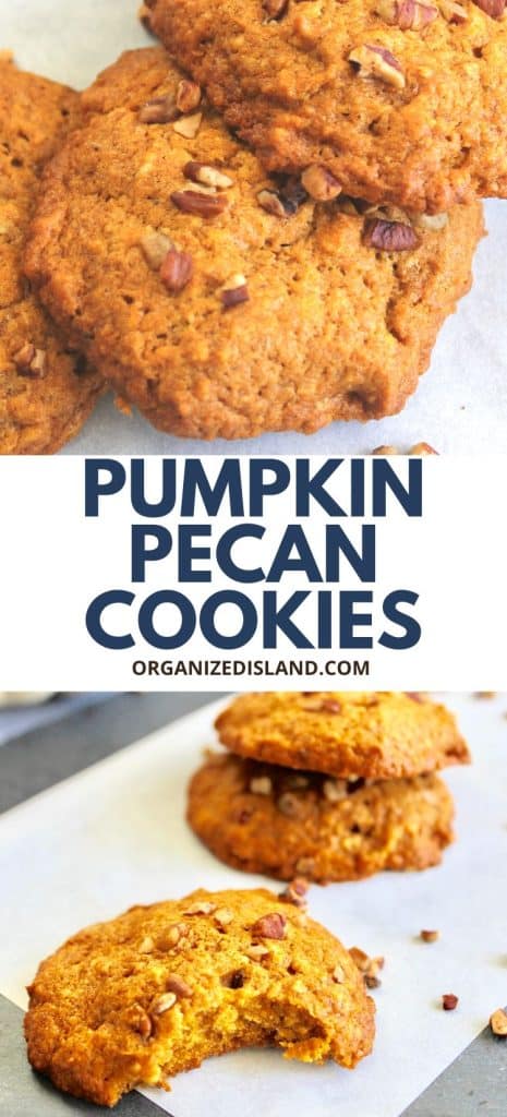 Pumpkin Pecan Cookies on cookie sheet.