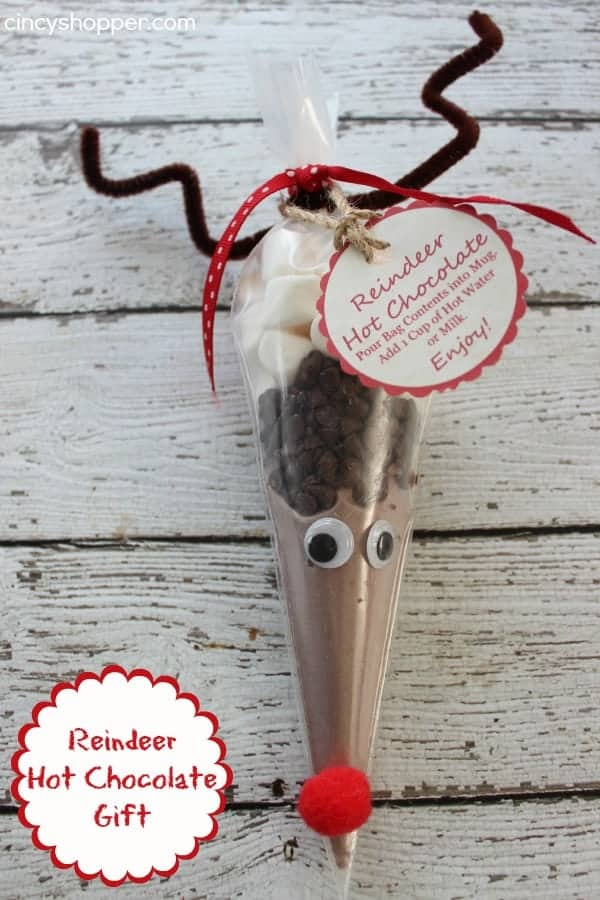 simple coffee & cocoa gift ideas - reindeer shaped cocoa package