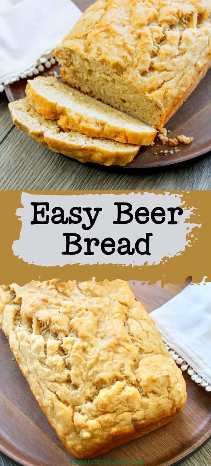 Easy Beer Bread on cutting board