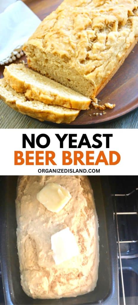 No Yeast Beer Bread sliced and in pan.