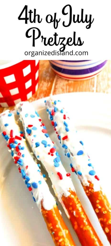 Red white and blue 4th of July Pretzels.