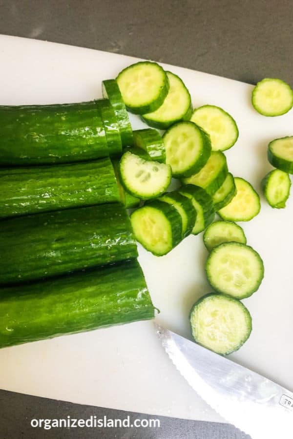 Persian cucumbers cut