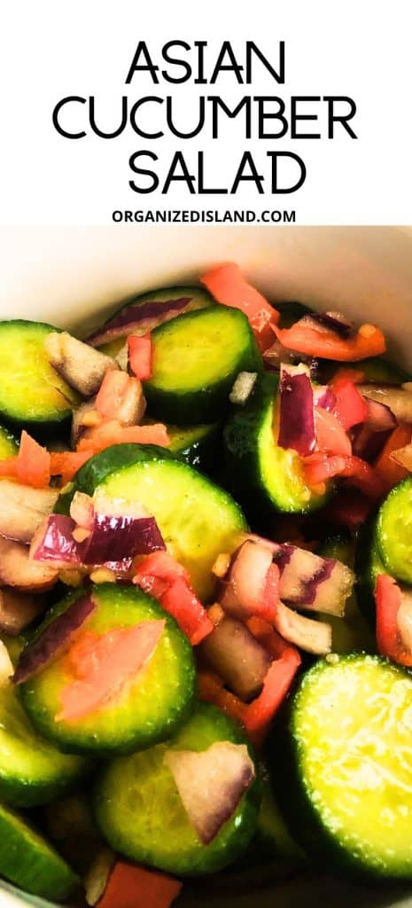 Crunchy Asian Cucumber Salad in bowl.