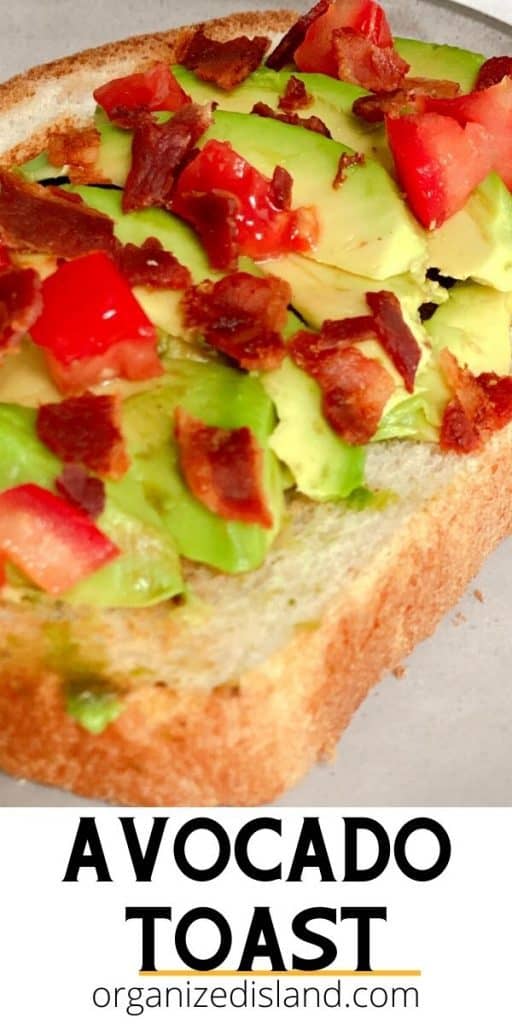 Avocado toast with tomatoes and bacon