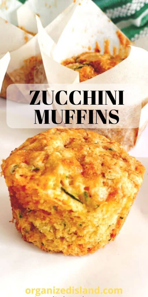 Easy Zucchini Muffins on counter.