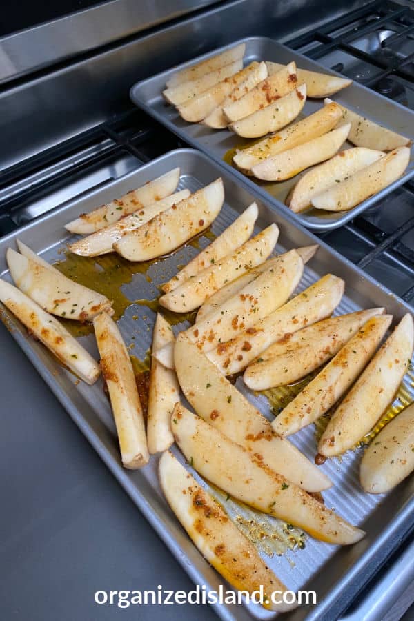 Potato wedges in oven
