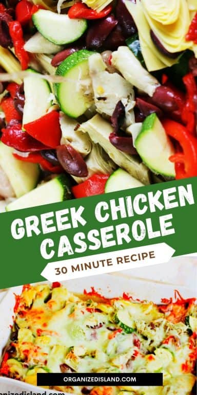 Easy Greek Chicken Casserole Recipe - One Pot Bake - Organized Island