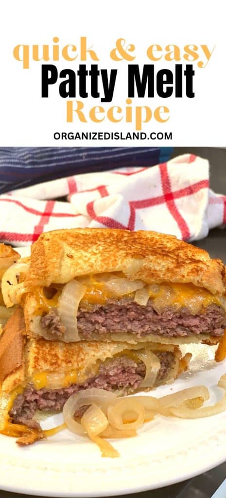 Patty Melt with cheese and sweet onions.