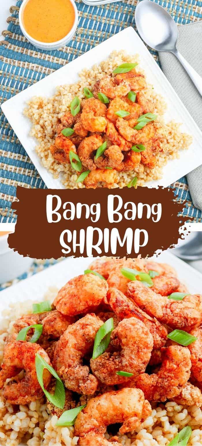 Bang Bang Shrimp with sauce on plate.