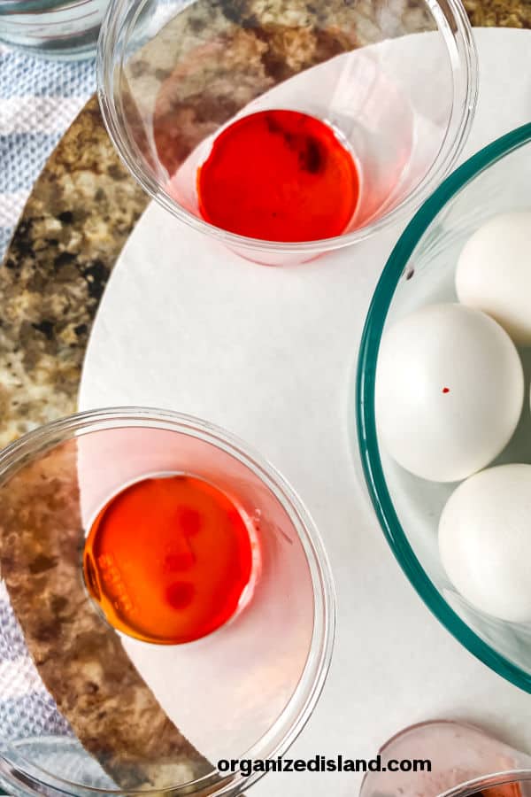 Dye eggs with food coloring